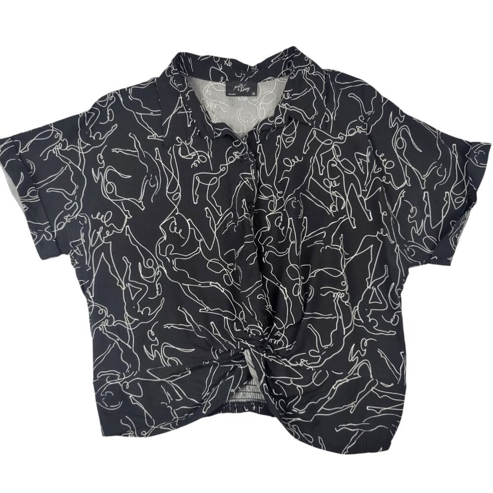 Milk & Honey All over Women Figure Print Twist Front Crop Top Size XL